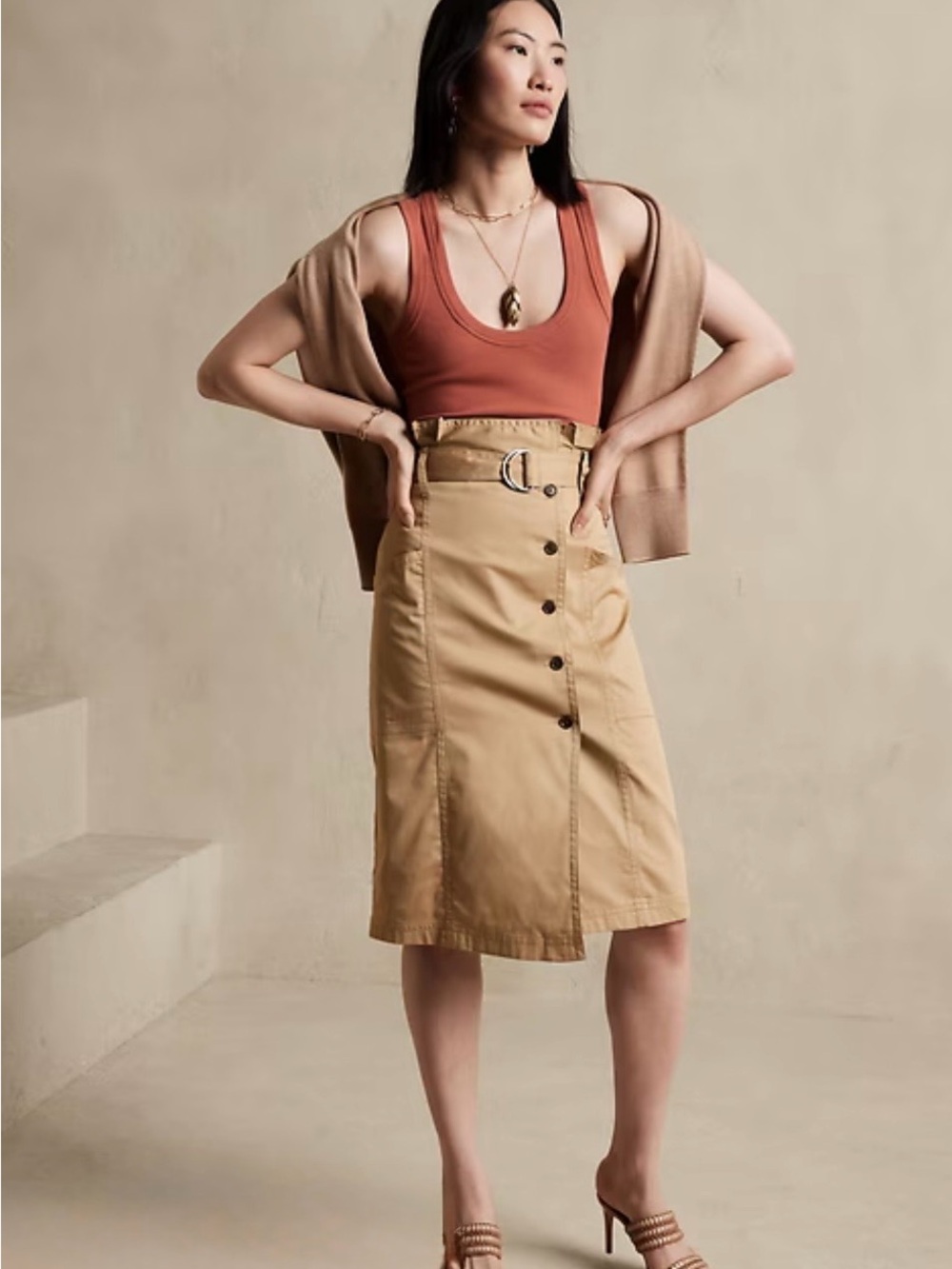 Banana Republic Heritage Button Skirt New British Khaki
